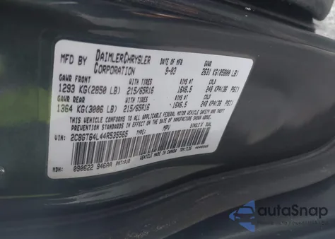 2004 Chrysler Town & Country Limited из США, поврежденный, VIN 2C8GT64L44R535565